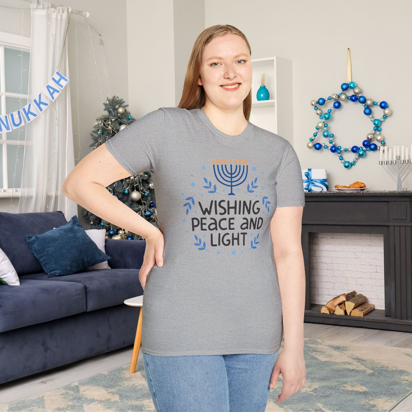 Hanukkah Wishing Peace & Light Adult T-shirt