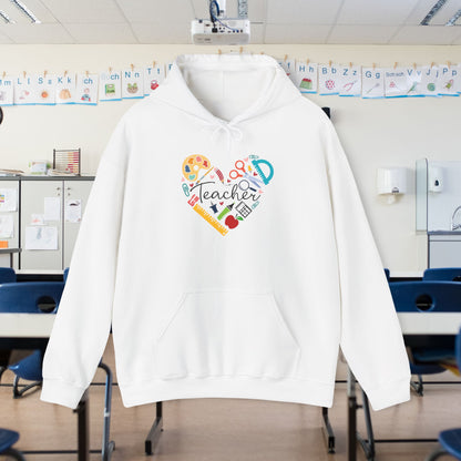 Teacher Supply Heart Heavy Blend™ Hooded Sweatshirt