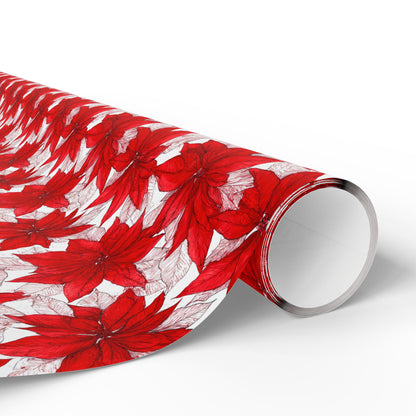 Crimson Poinsettia Sketch Wrapping Paper