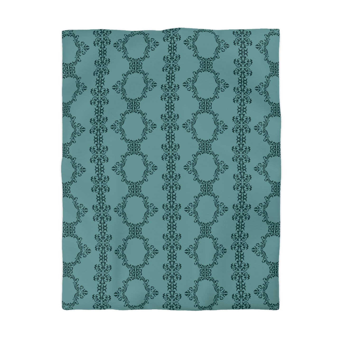 Teal Lace Pattern Microfiber Duvet Cover