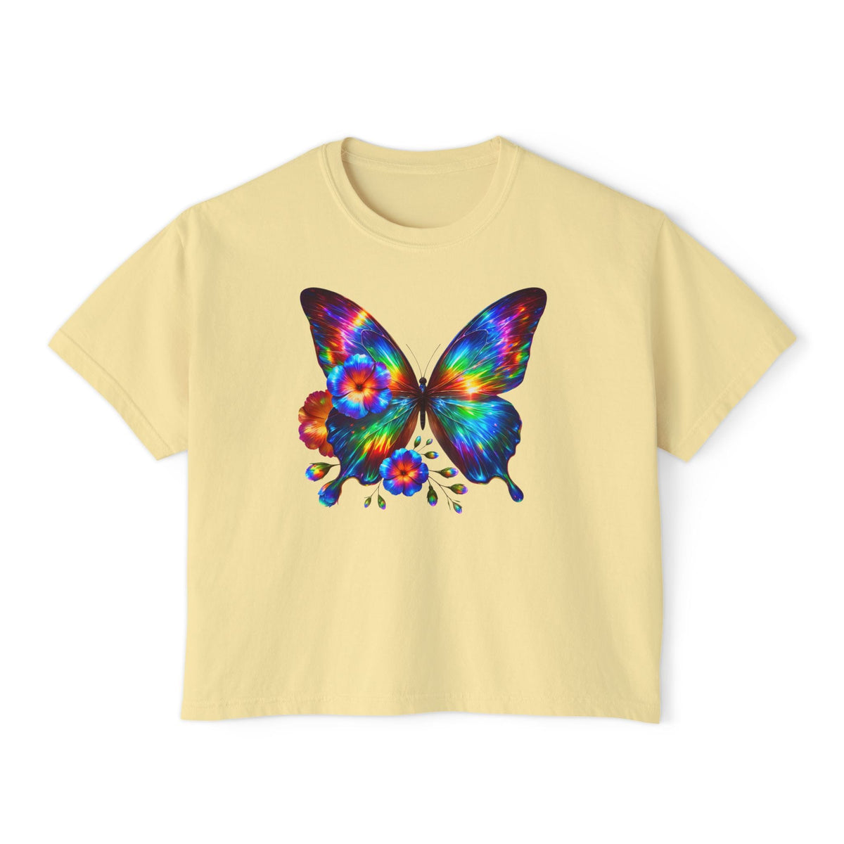 Colorful Butterfly & Flowers Women's Boxy Tee
