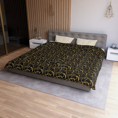 Golden Noir Swirl Microfiber Duvet Cover