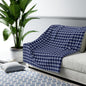 Diamond Bloom-Navy & Periwinkle Fleece Blanket