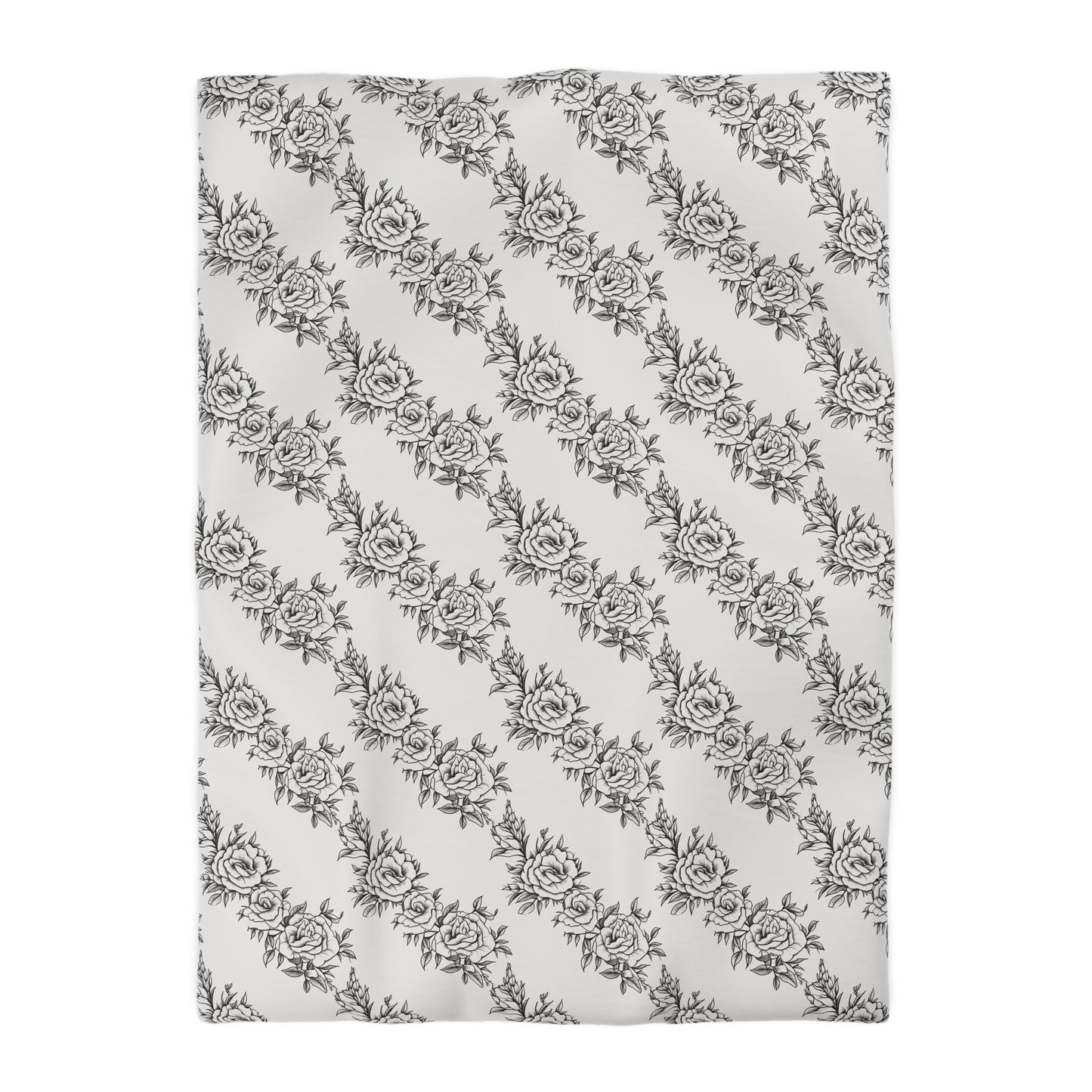Midnight Rose Sketch Microfiber Duvet Cover