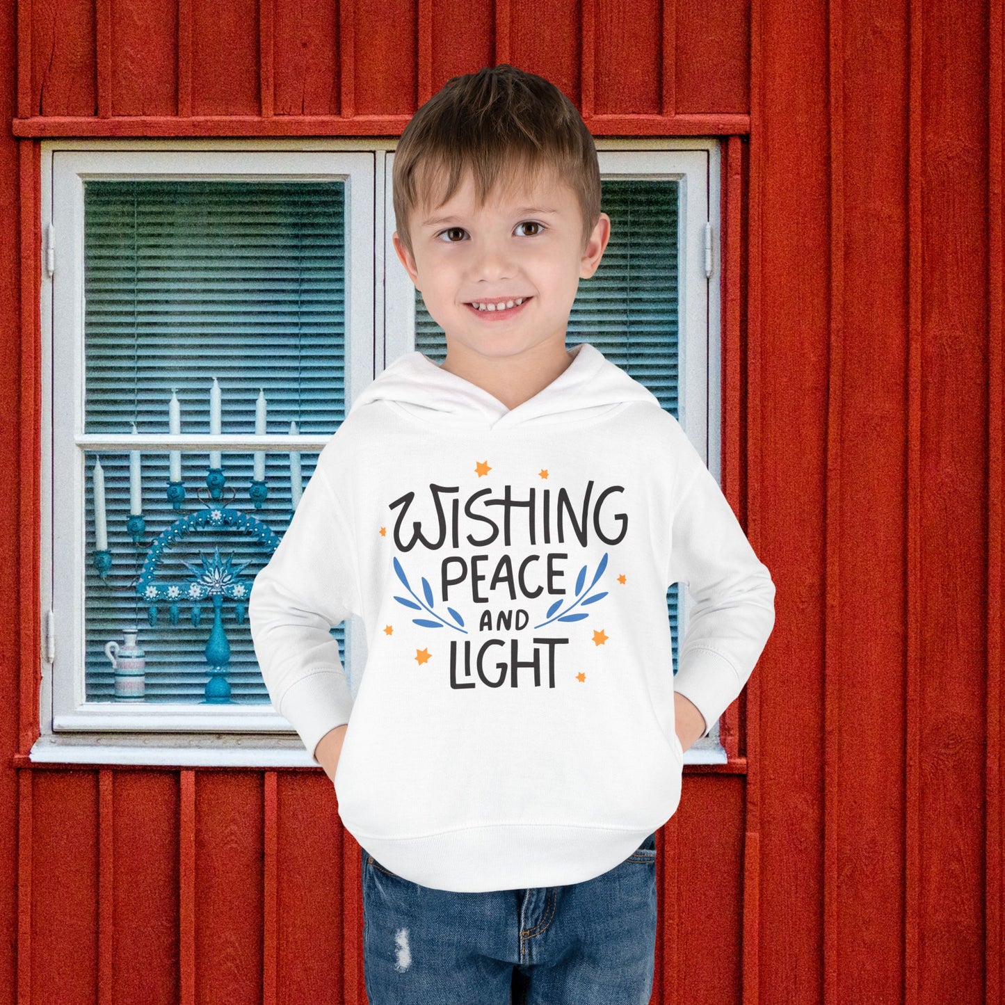 Hanukkah Wishing Peace & Light 3 Toddler Pullover Fleece Hoodie