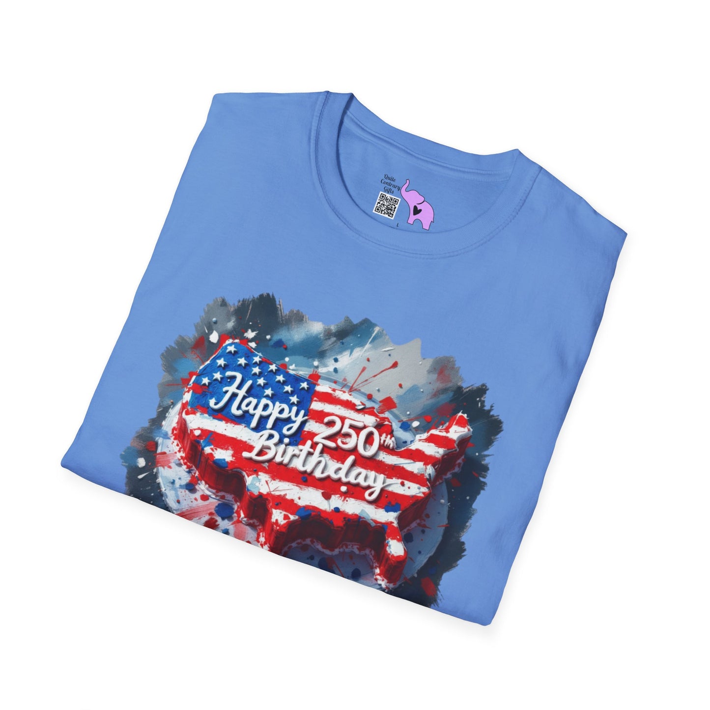 America-Shaped Happy 250th Birthday Cake Adult T-shirt