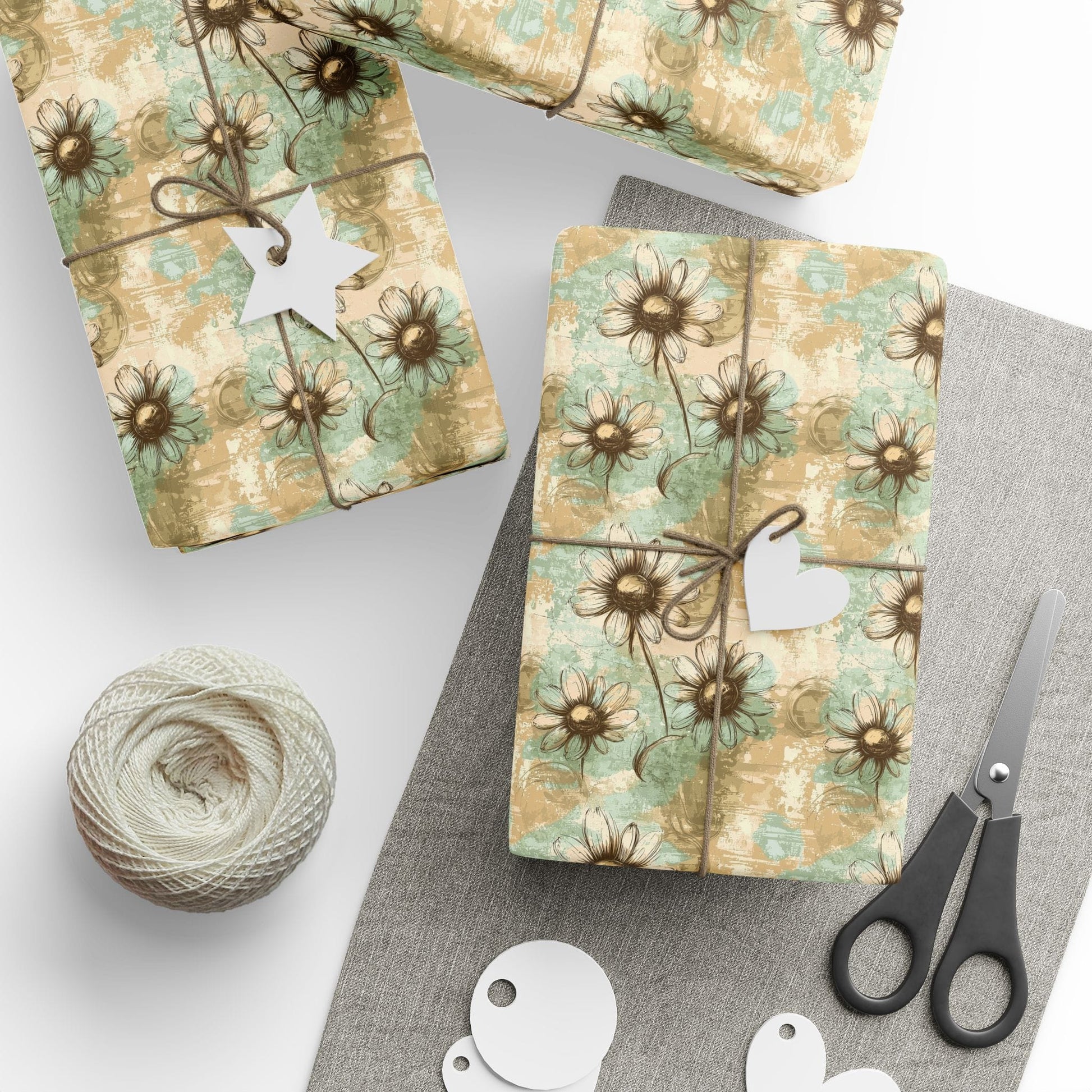 Worn Meadow Daisies Wrapping Paper