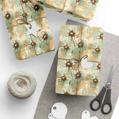 Worn Meadow Daisies Wrapping Paper