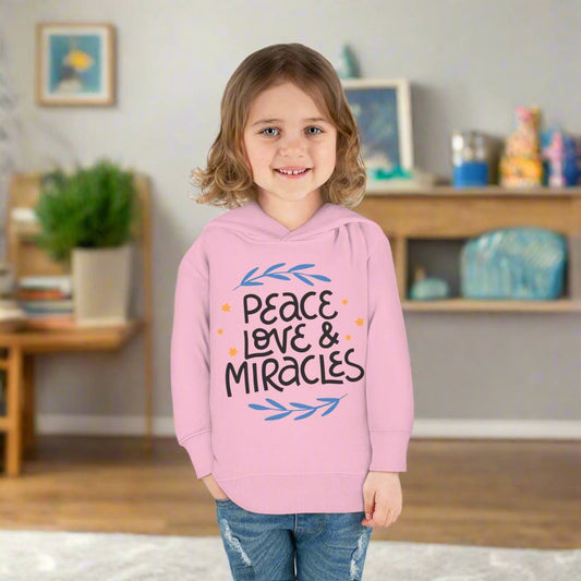 Hanukkah Peace Love & Miracles 2 Toddler Pullover Fleece Hoodie