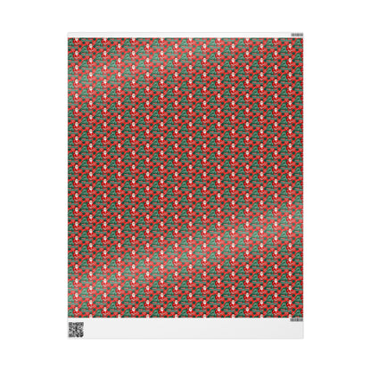 Red/Green Plaid Santa & Tree Custom Name Wrapping Paper (Matthew)