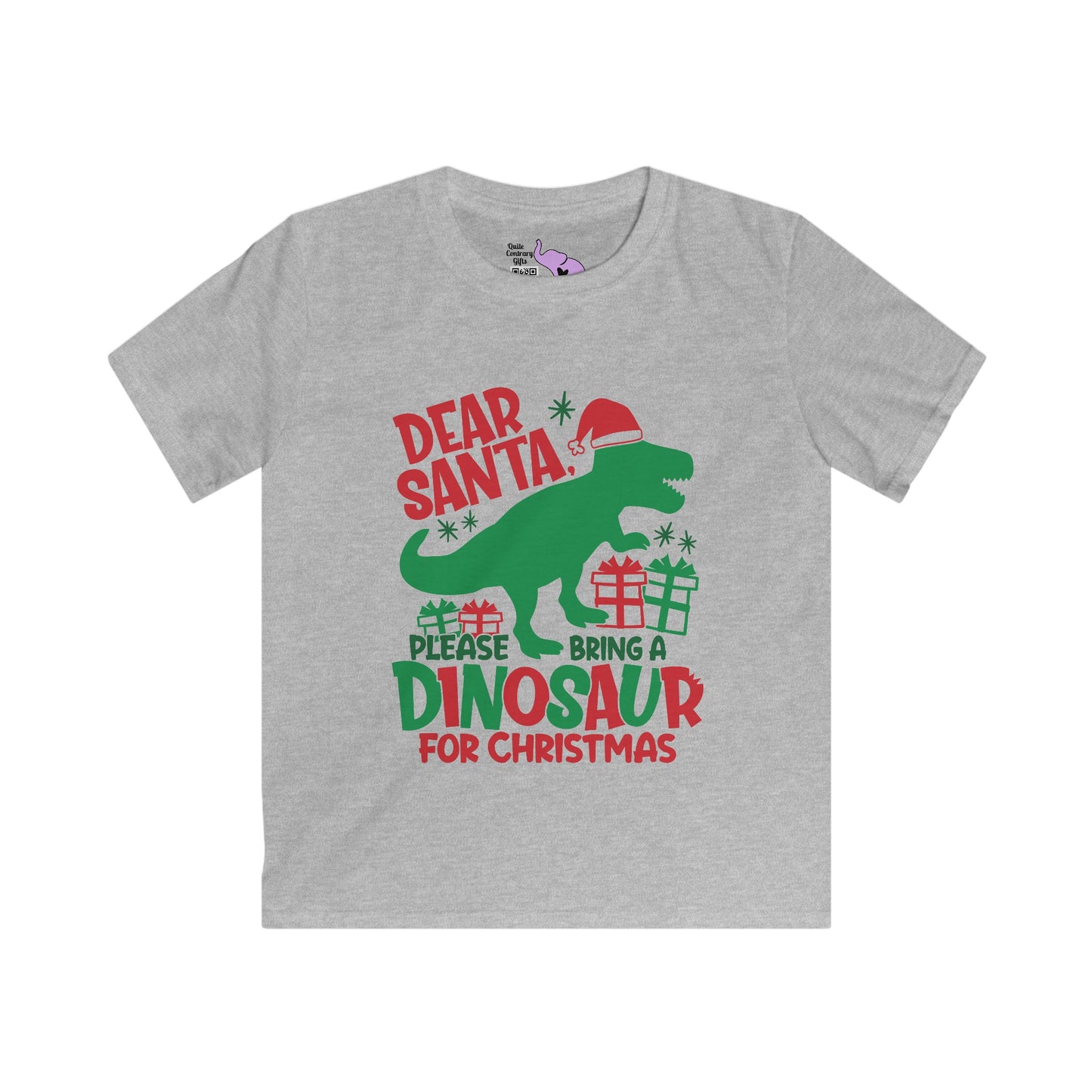 Dear Santa Please Bring A Dinosaur For Christmas Youth Softstyle Tee