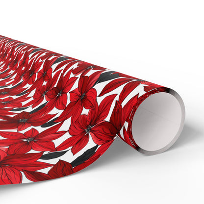 Inked Poinsettias Wrapping Paper