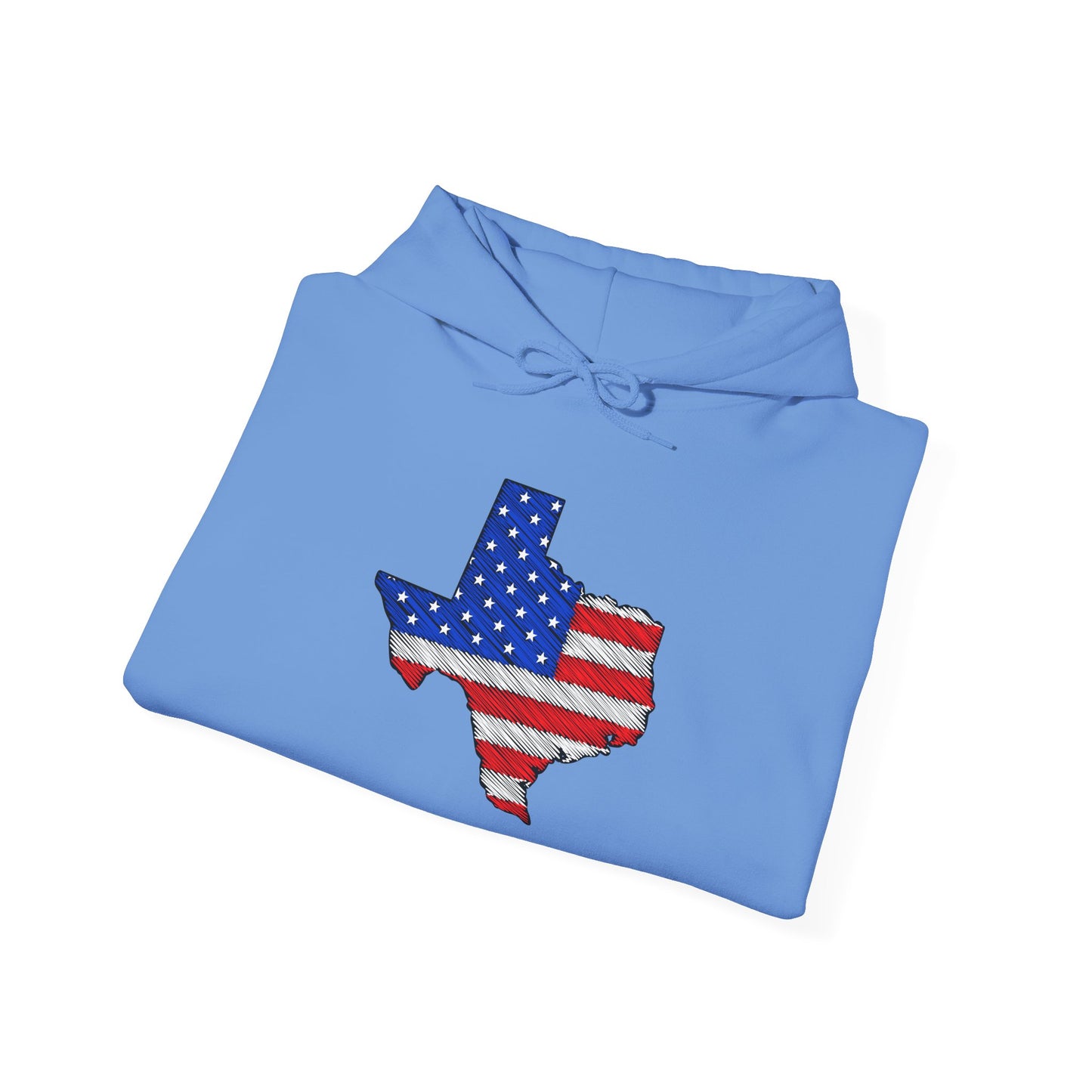 Texas-shaped American Flag Heavy Blend™ Hooded Sweatshirt