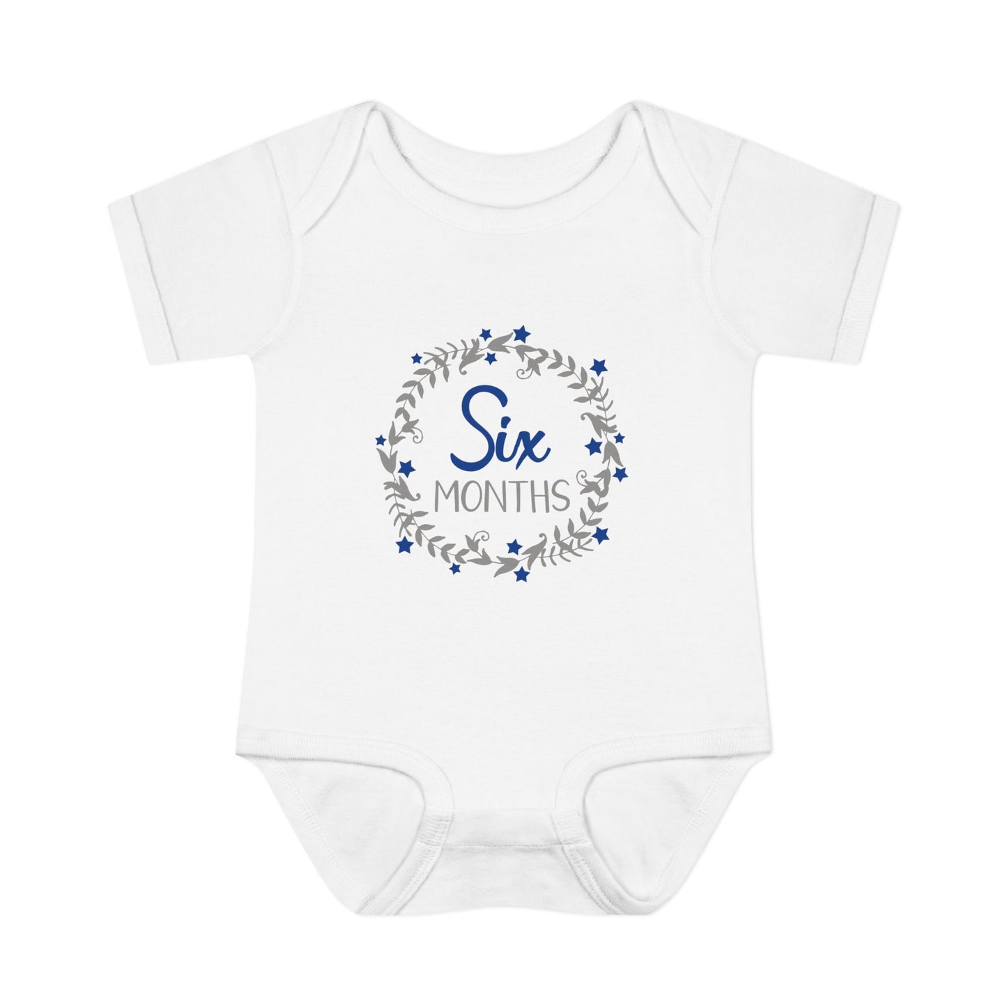 Blue Milestone Wreath Onesie-Six Months