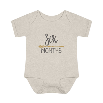 Golden Arrow Milestone Baby Bodysuit-Six Months