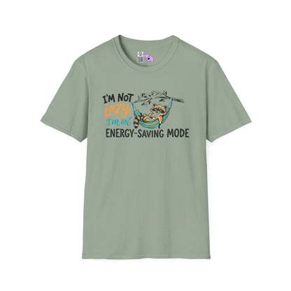 ""I'm Not Lazy, I'm On Energy Saving Mode (Racoon in Hammock) Adult T-shirt