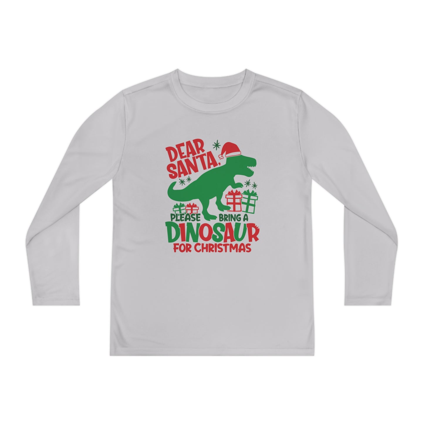 Dear Santa Please Bring a Dinosaur for Christmas Youth Long Sleeve Tee