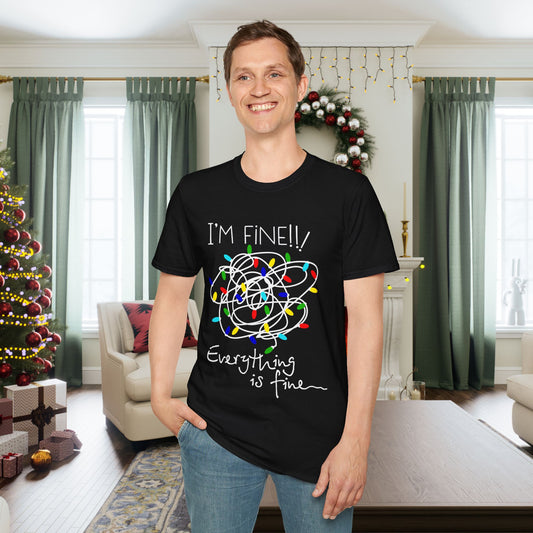 ""I'm Fine Everything Is Fine (String Lights) Adult T-shirt