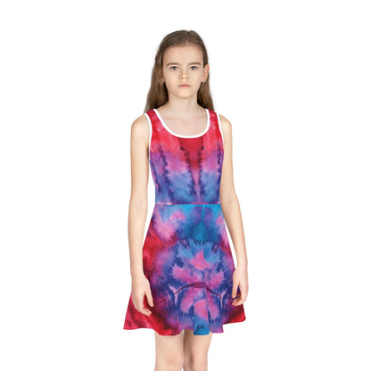 Red & Blue Tie Dye Sleeveless Sundress