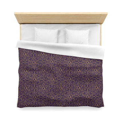 Golden Amethyst Radiance Mandala Microfiber Duvet Cover