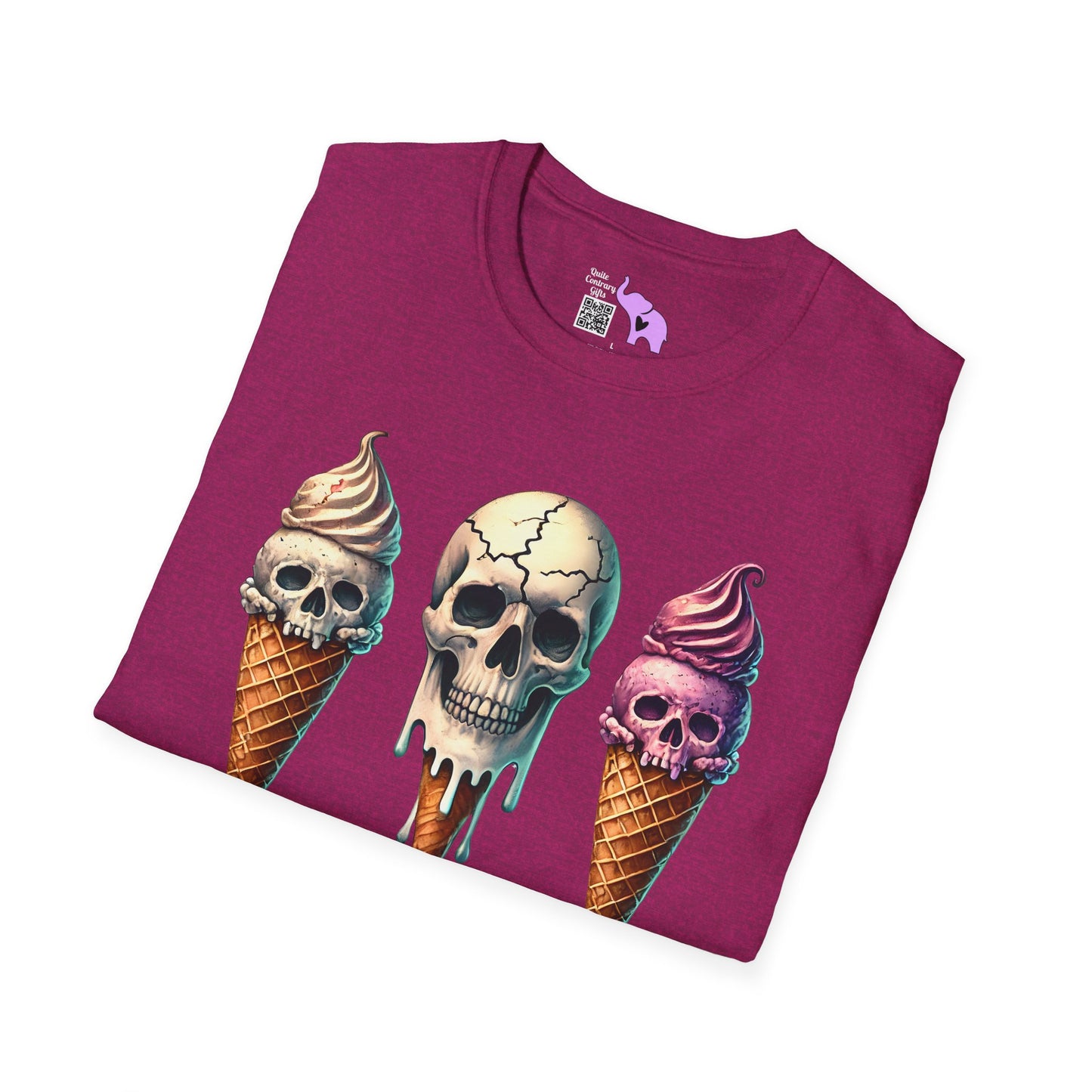 Ice Cream Cone Skull Adult T-shirt