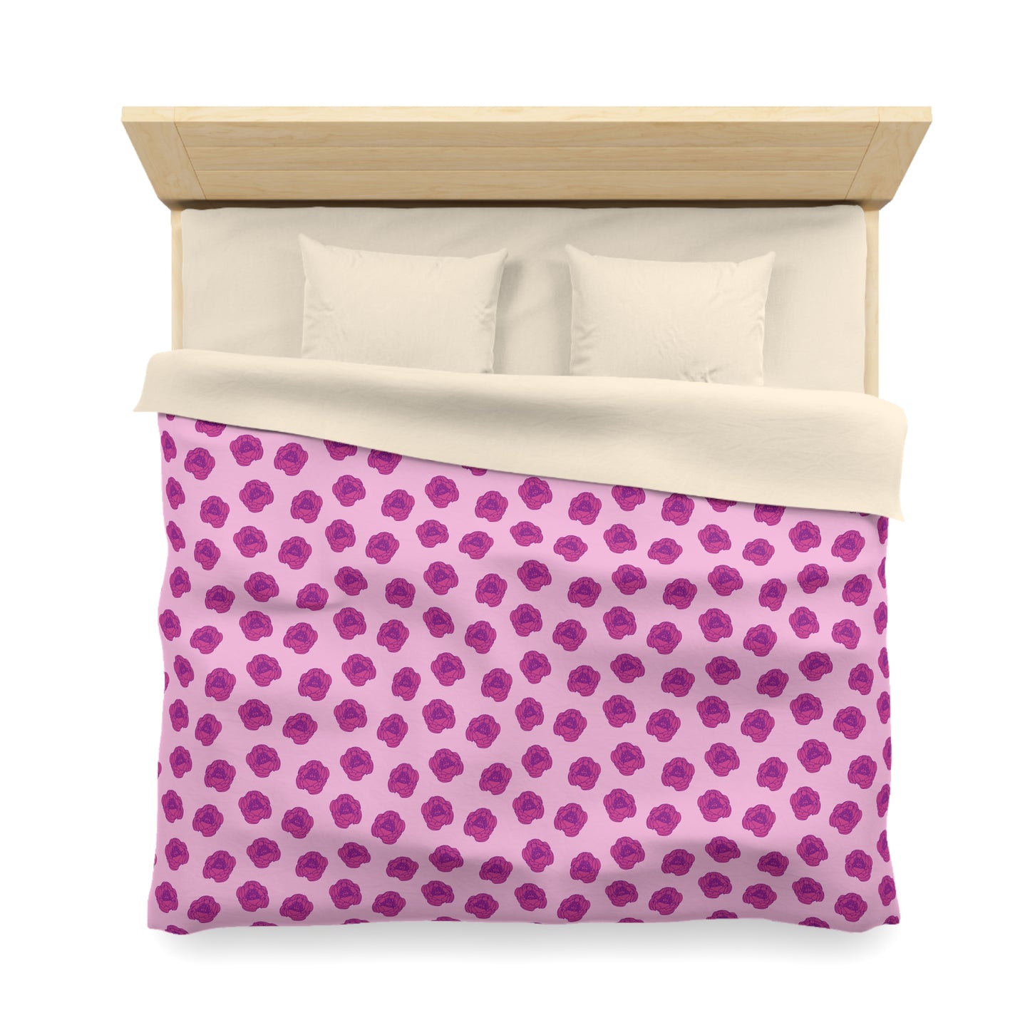 Rosy Dream Peonies Microfiber Duvet Cover