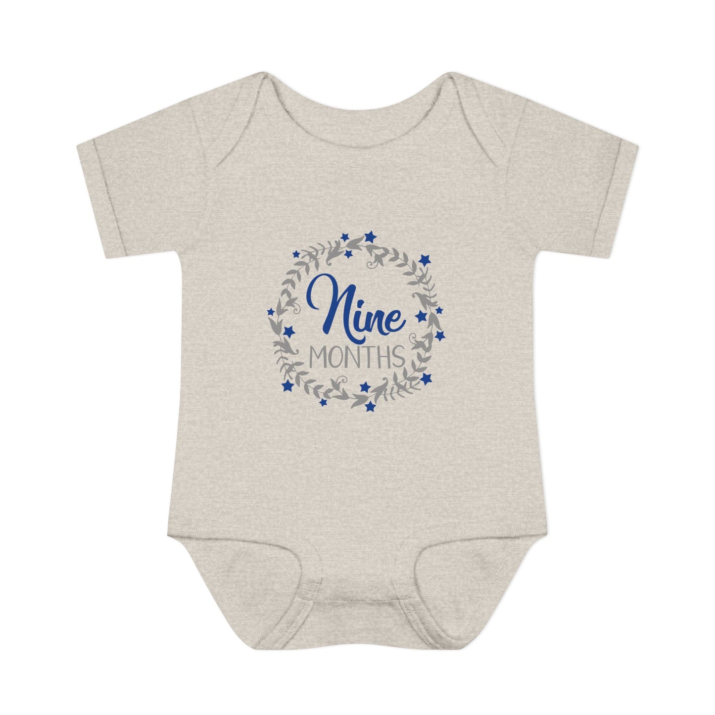 Blue Milestone Wreath Onesie-Nine Months