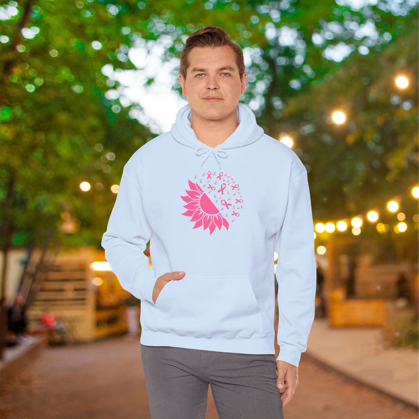 Sunflower & Butterflies Breast Cancer Awareness Adult Heavy Blend™ Hoodie