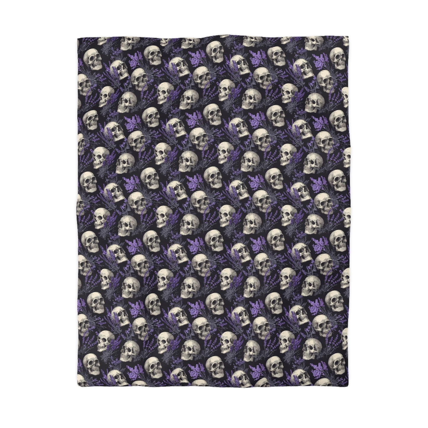 Midnight Lavender Skulls Microfiber Duvet Cover
