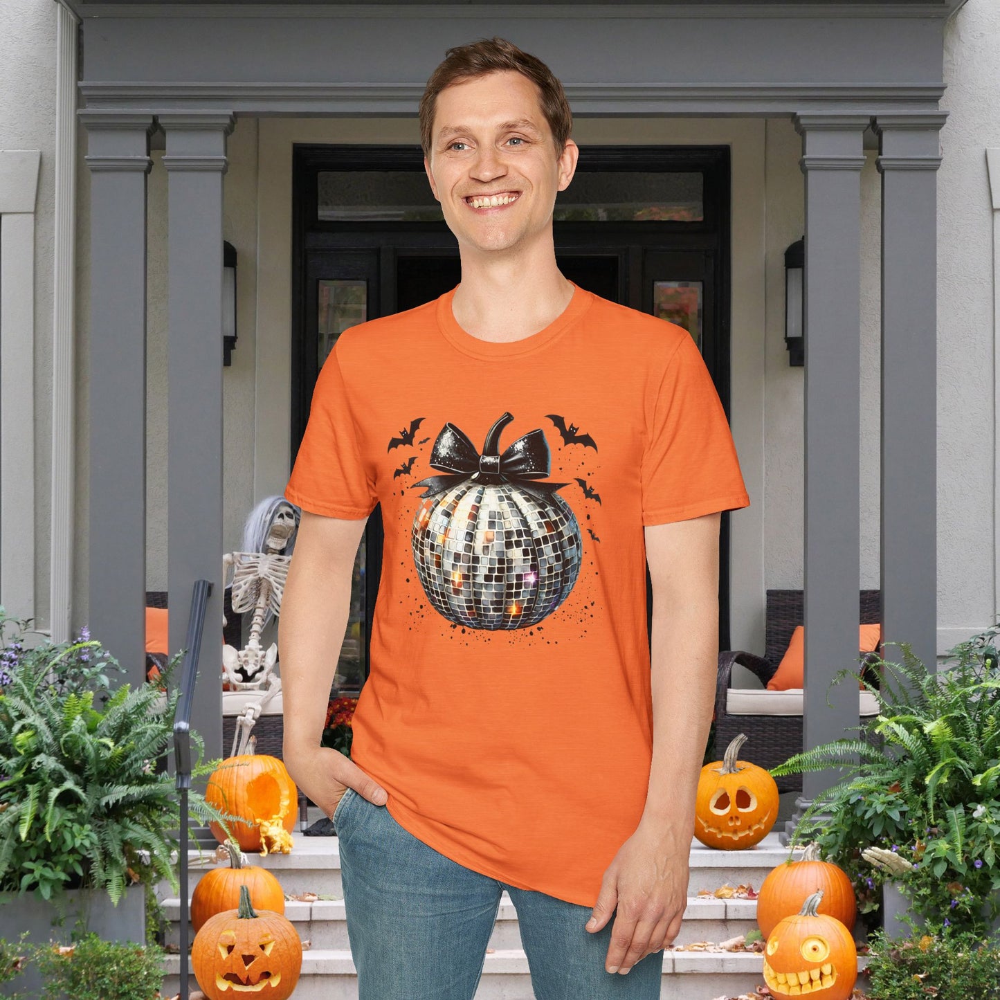 Silver Disco Pumpkin Adult T-shirt
