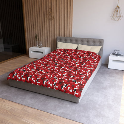Inked Poinsettias Microfiber Duvet Cover