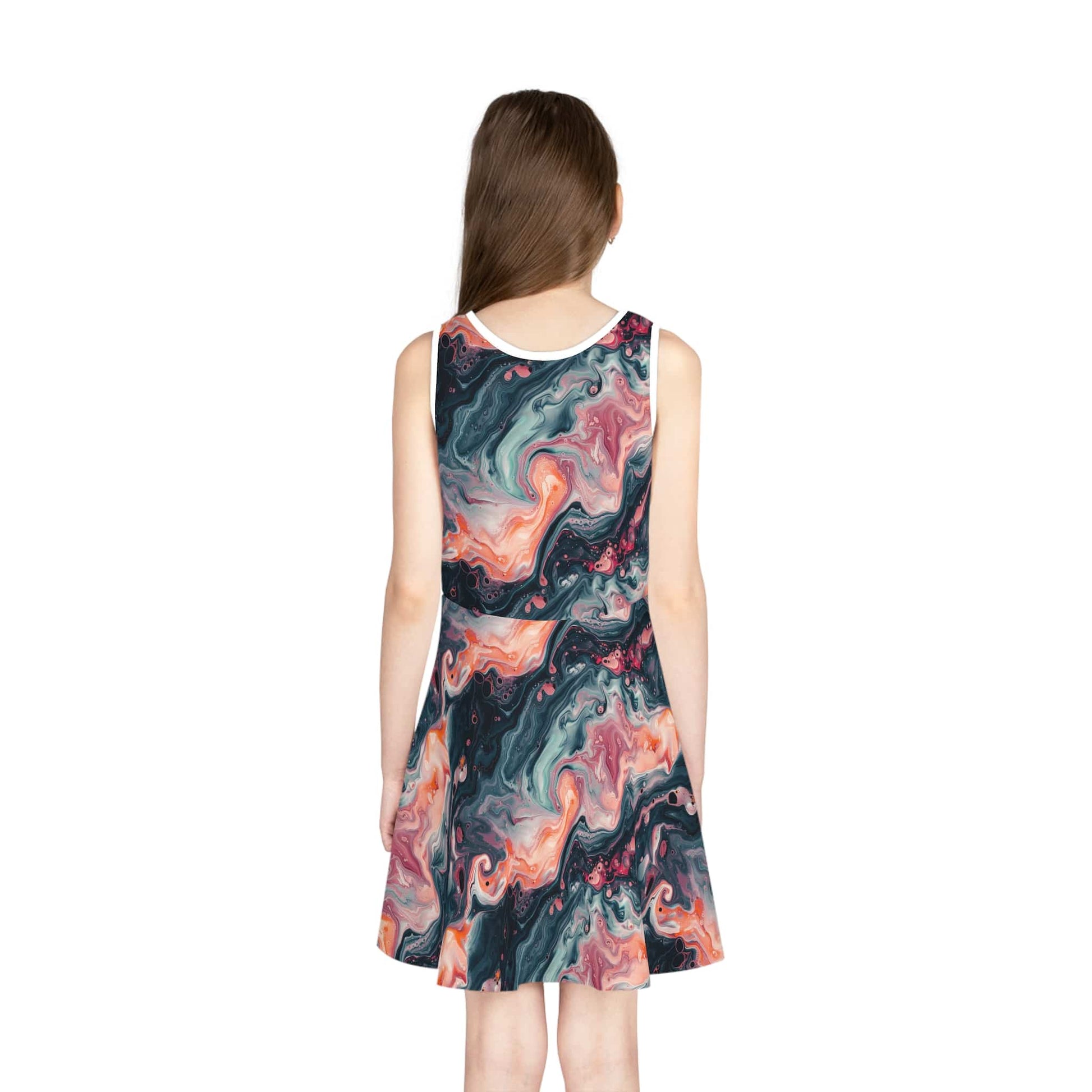 Pink Venom Marble Girls' Sleeveless Sundress