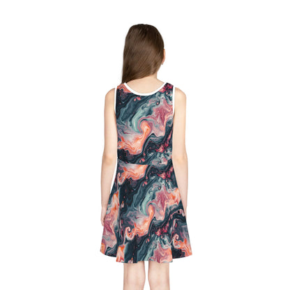 Pink Venom Marble Girls' Sleeveless Sundress