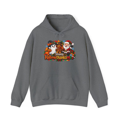 Happy Hallowthanksmas Shirt (Ghost/Turkey/Santa) Heavy Blend™ Adult Hoodie