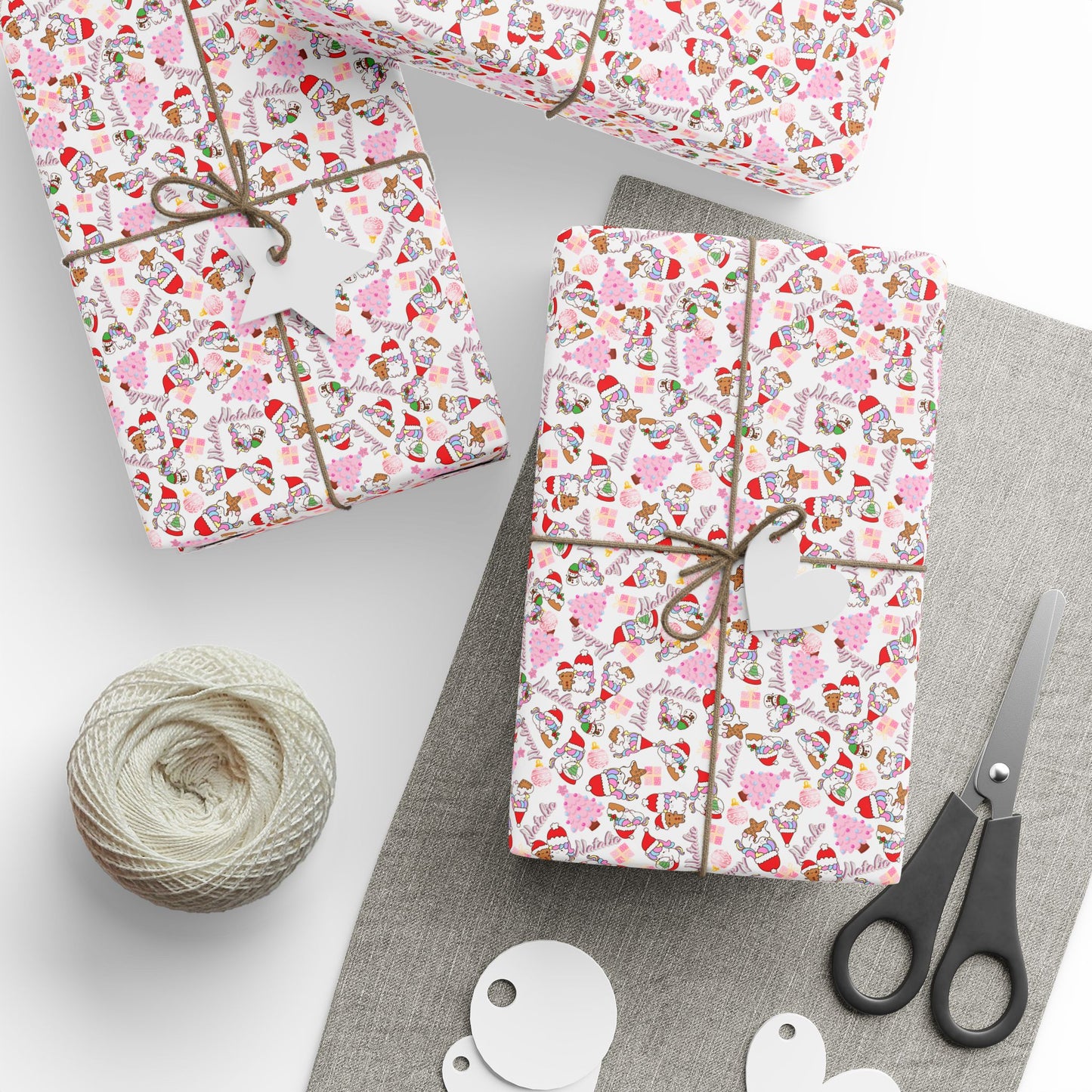 Christmas Unicorn 2 Custom Name Wrapping Paper (Natalie)