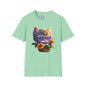 Cool Colorful Kitten in Flowers Adult T-shirt