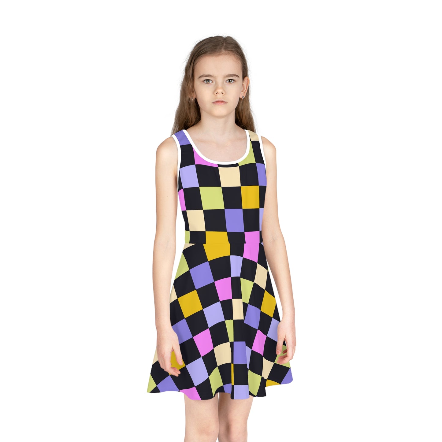 Joyful Checkerboard Girls Sundress