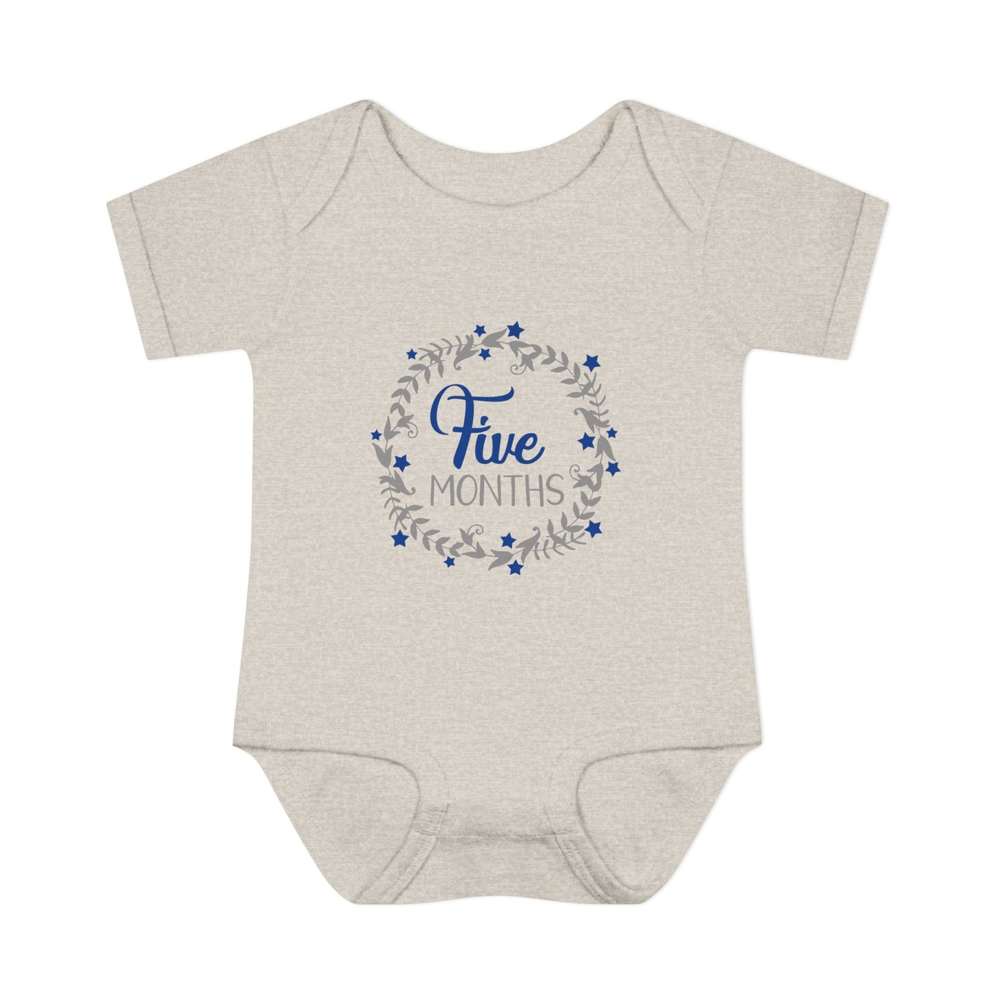 Blue Milestone Wreath Onesie-Five Months