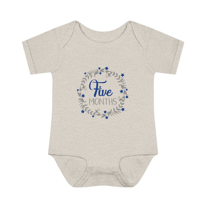 Blue Milestone Wreath Onesie-Five Months