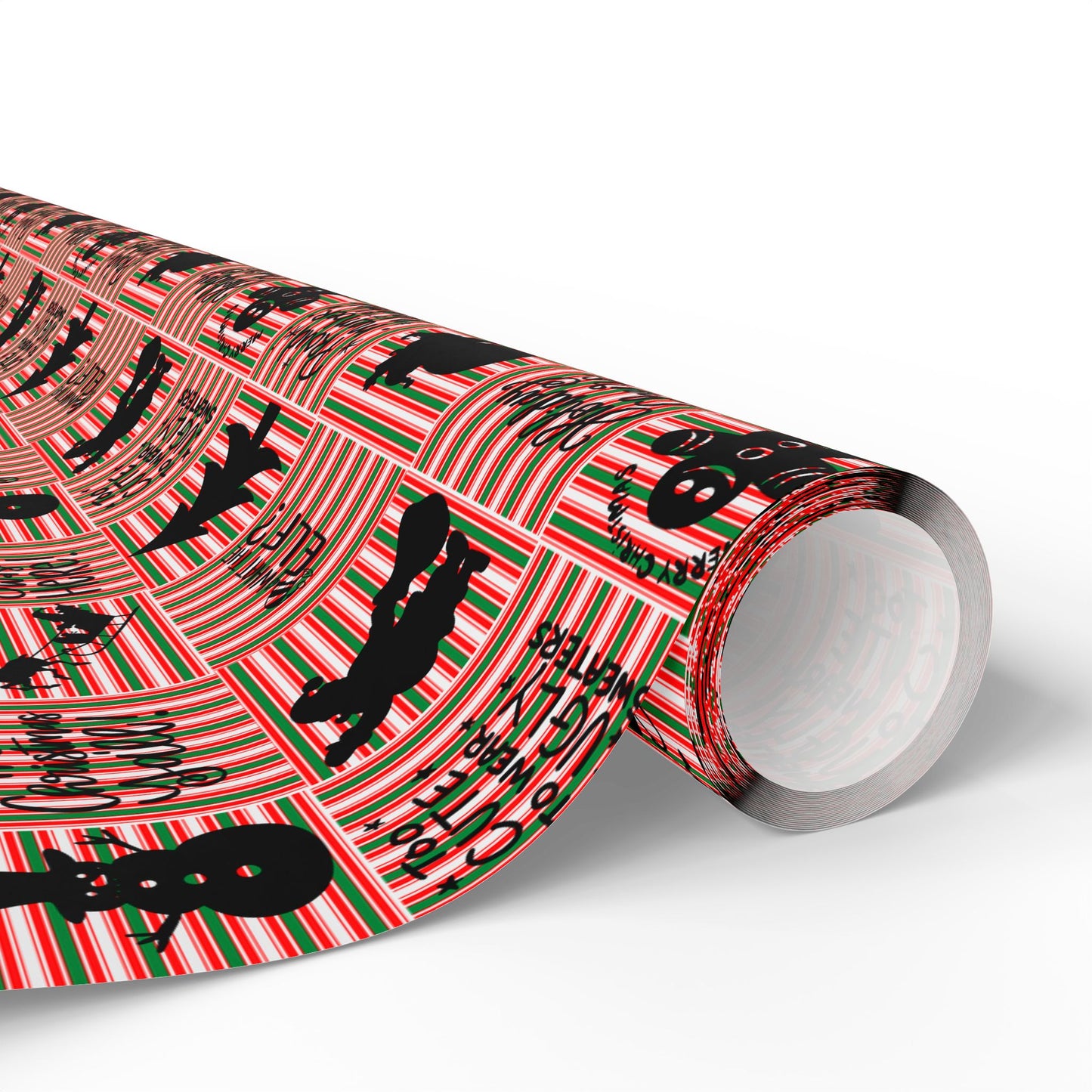 Christmas Quotes and Shapes Striped Wrapping Paper