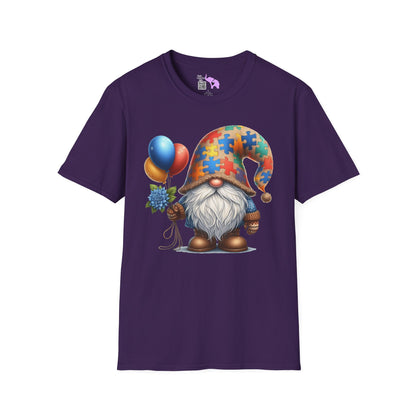 Autism Awarness Gnome w/Balloons Adult T-shirt