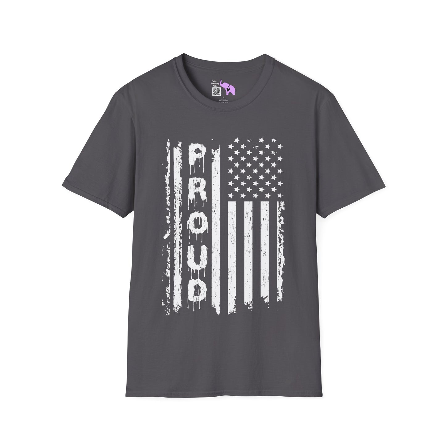 Proud (Vertical American Flag) Adult T-shirt