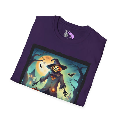 Halloween Scarecrow w/Pumpkins 3 Adult T-shirt