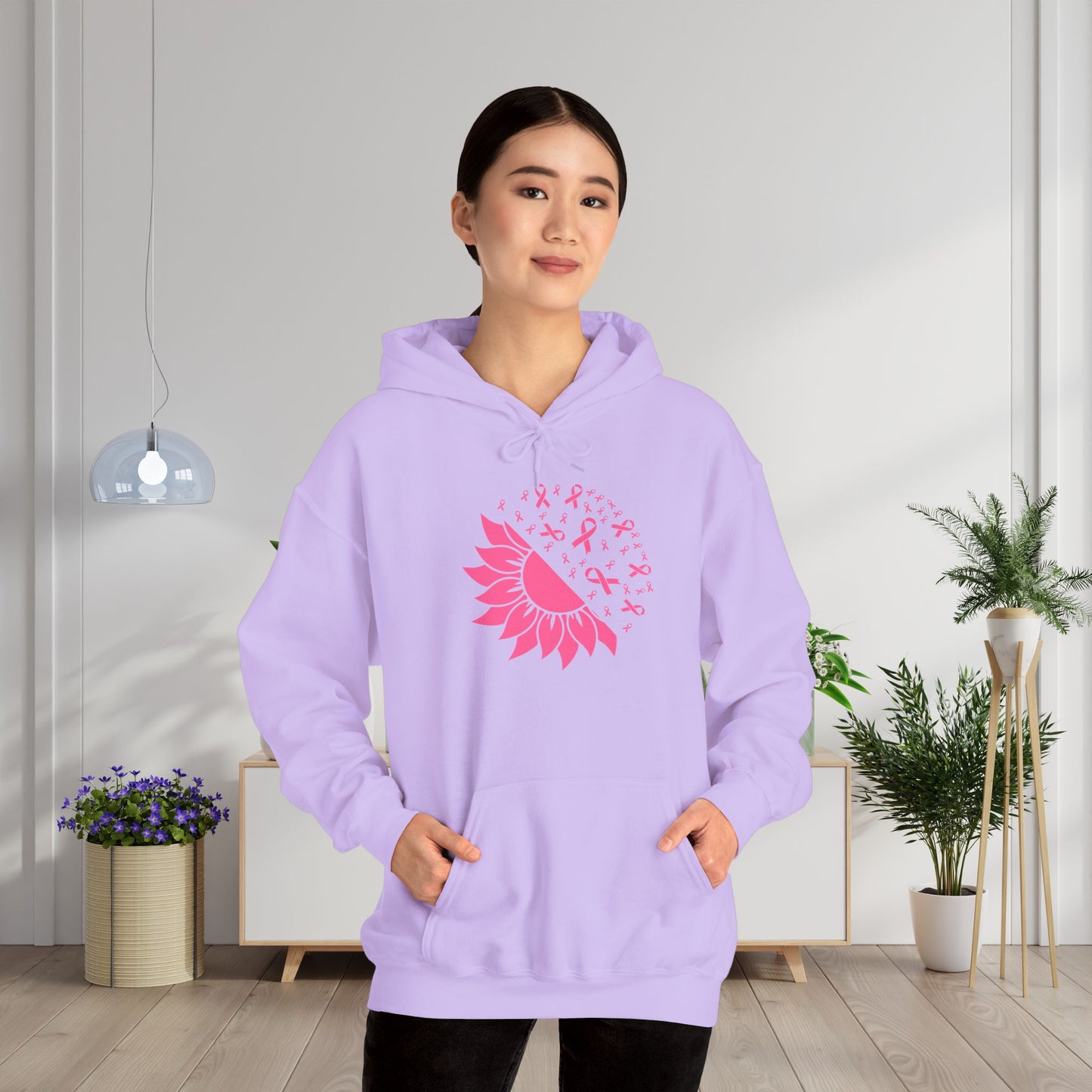Sunflower & Butterflies Breast Cancer Awareness Adult Heavy Blend™ Hoodie