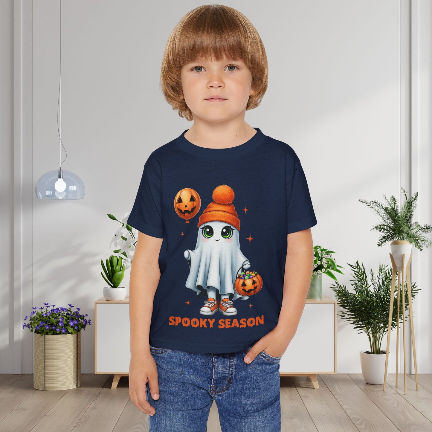 Spooky Season Ghost Trick-or-Treater Heavy Cotton™ Toddler T-shirt