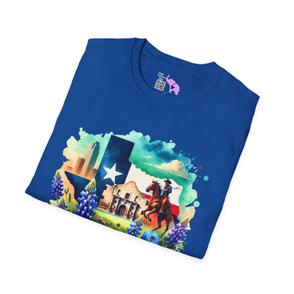 Texas Alamo & Bluebonnets Adult T-shirt