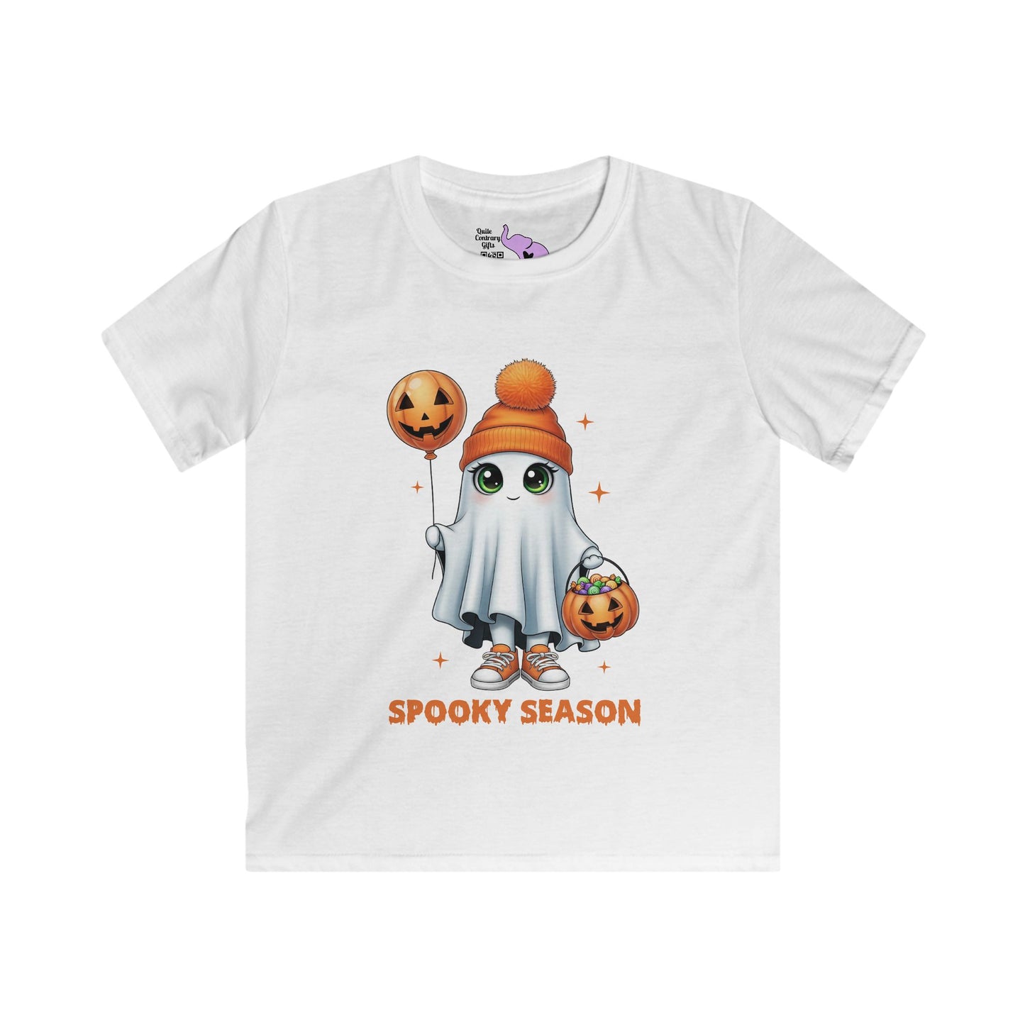 Spooky Season Ghost Trick-or-Treater Youth Softstyle Tee