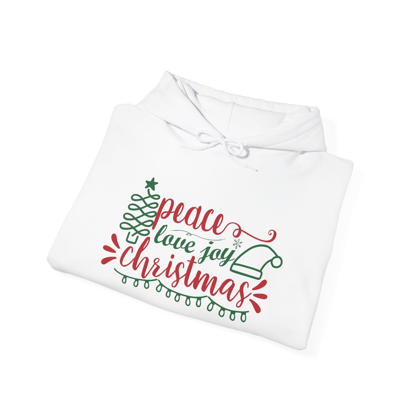Peace Love & Joy Christmas Adult Heavy Blend™ Hooded Sweatshirt