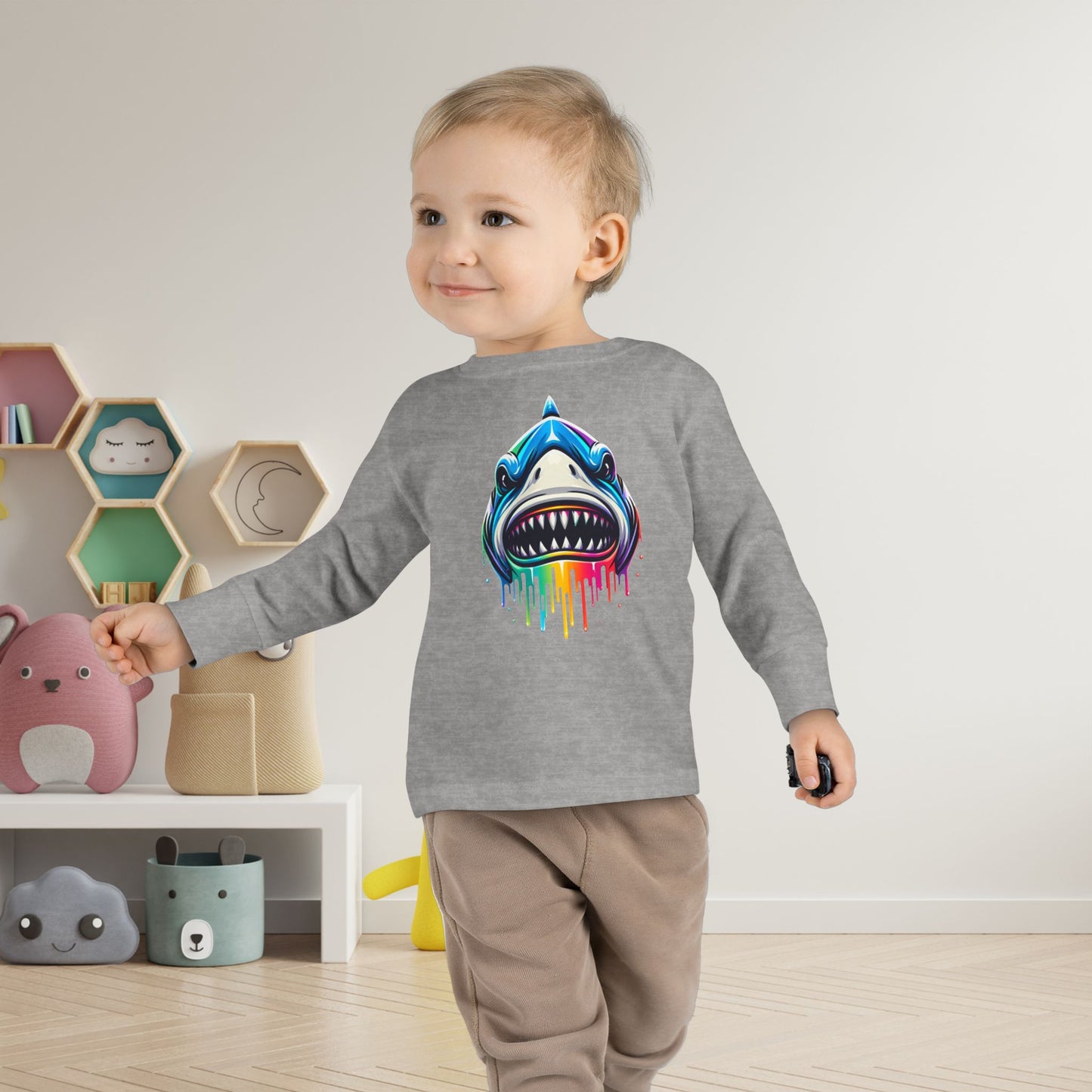 Colorful Shark Toddler Long Sleeve Tee