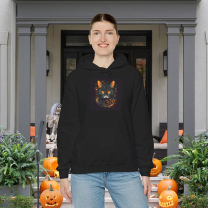 Creepy Black Cat 5 Heavy Blend™ Hooded Sweatshirt
